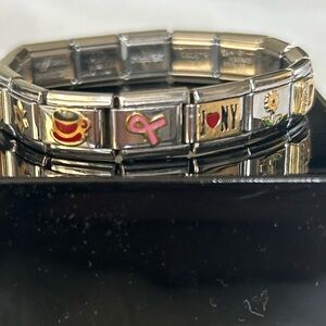 Silver Italian Charm Bracelet with Colorful Accents